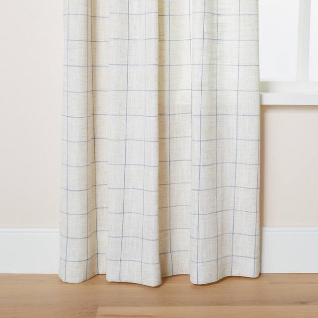 84" Modest Windowpane Plaid Curtain Panel Faded Blue - Hearth & Hand™ with Magnolia