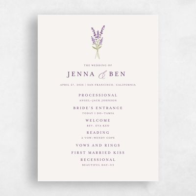 Beige Simple Wedding Program - Marat