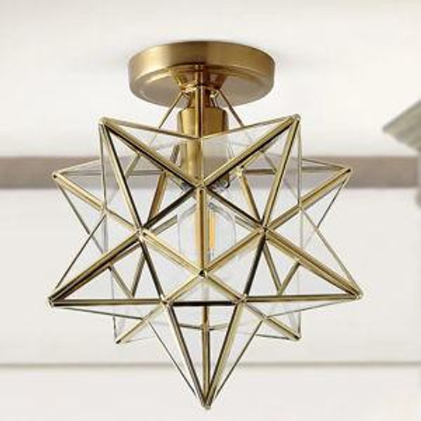 Aiwen 12-in Gold Indoor 1 -Light Flush Mount Light with Clear Glass