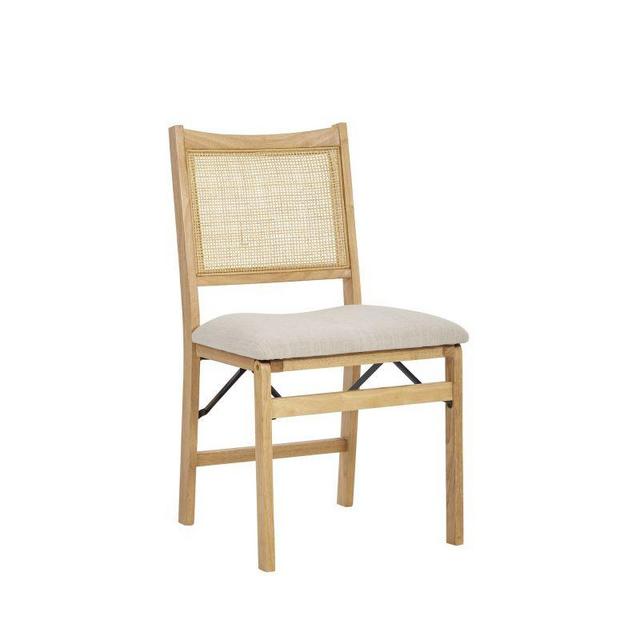 Bina Rattan Cane Folding Dining Side Chair, Beige.