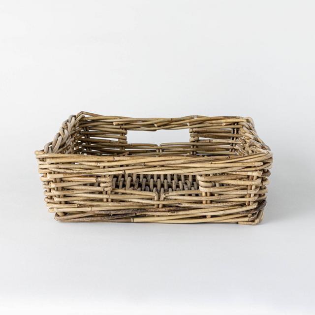 17" x 5.5" Decorative Rattan Tray with Handles Gray - Threshold™ designed with Studio McGee