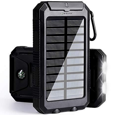 Solar Charger 30,000mAh, Solarprous Portable Solar Battery Charger External Battery Pack Phone Charger Power Bank for Cellphones Tablet with Flashlight and a 3 Feet Micro USB Cord (Black)