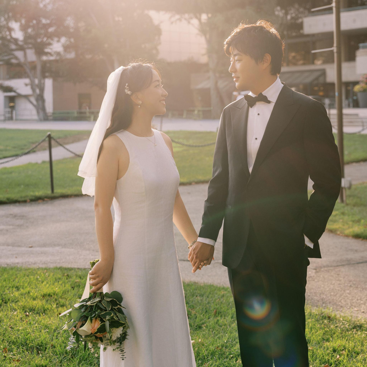 Looking at each other with beautiful light