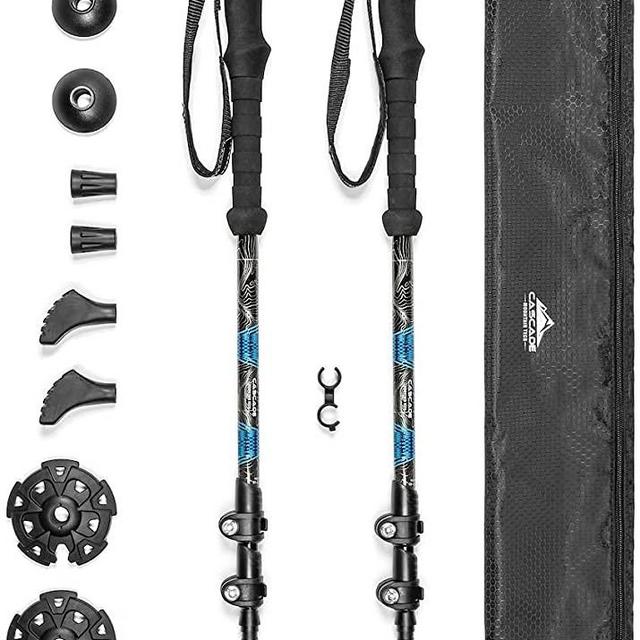 Cascade Mountain Tech Trekking Poles - Carbon Fiber Walking or Hiking Sticks with Quick Adjustable Locks