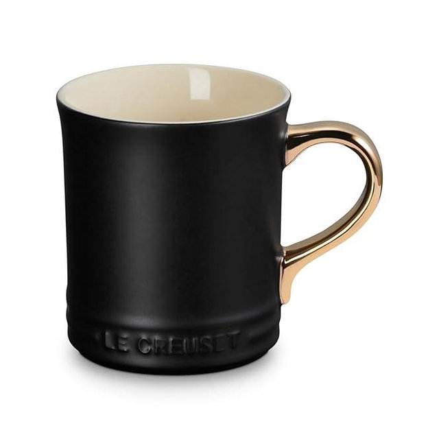 Le Creuset Vancouver Mug with Gold Metallic Handle, 14 oz., Licorice
