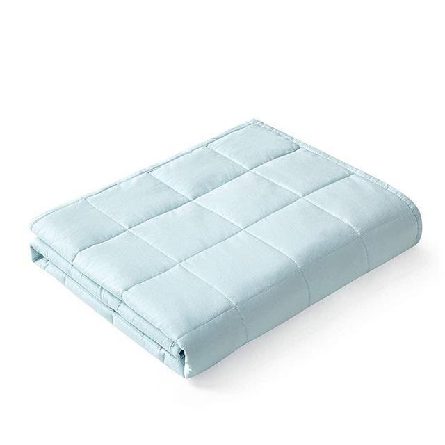 YnM Weighted Blanket — Heavy 100% Oeko-Tex Certified Cotton Material with Premium Glass Beads (Light Blue, 60''x80'' 17lbs), Suit for One Person(~160lb) Use on Queen/King Bed …