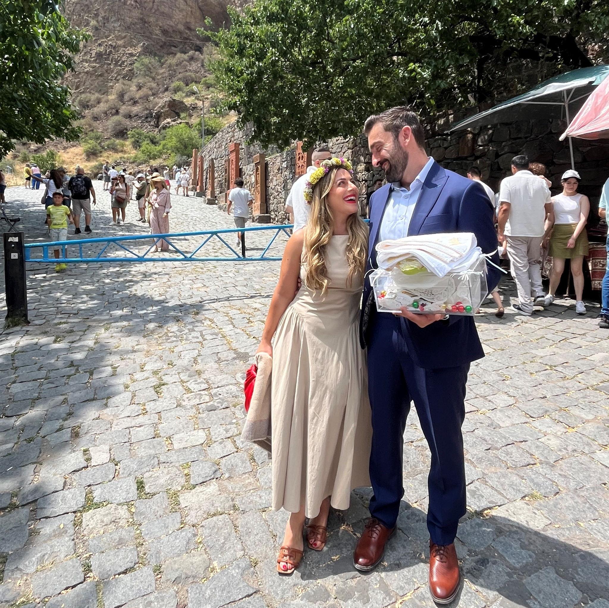 Godmother and Godfather to our adorable niece, Dahlia, and nephew, Georgie in Armenia!  Fun fact: Dahlia will be one of our flower girls and Georgie will be our ring boy!