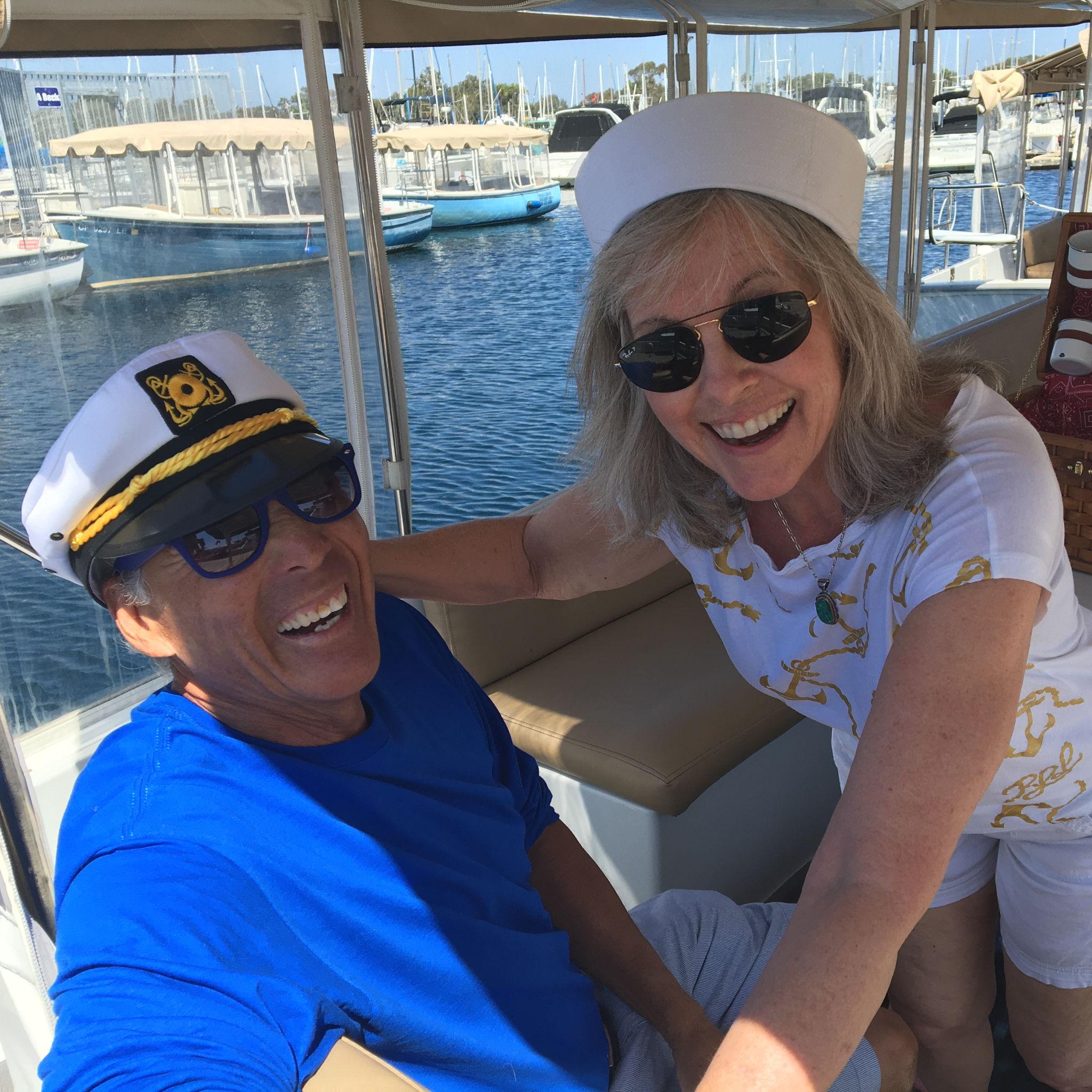 September 16, 2022 -- A birthday surprise for Walter -- I rented a Duffy boat at Mission Bay and he was the Captain!