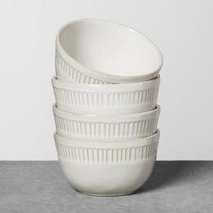 Stoneware Debossed Cereal Bowl Set of 4 - Cream - Hearth & Hand™ with Magnolia