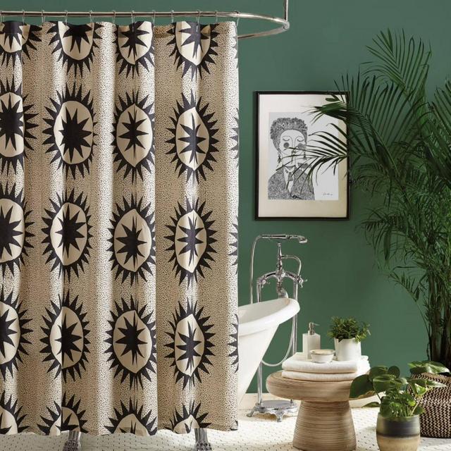 Soleil Shower Curtain Black/Ivory - Jungalow by Justina Blakeney