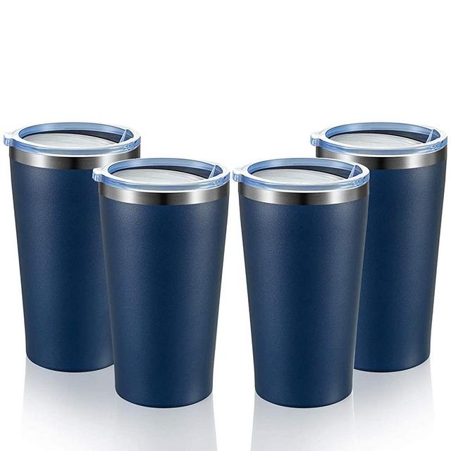 MEWAY 16oz Tumbler 4 Pack Stainless Steel Travel Coffee Mug with Lid ,Double Wall Insulated Coffee Cup Gift in Bulk for Women for Home, Office, Travel Great (Navy, Set of 4)