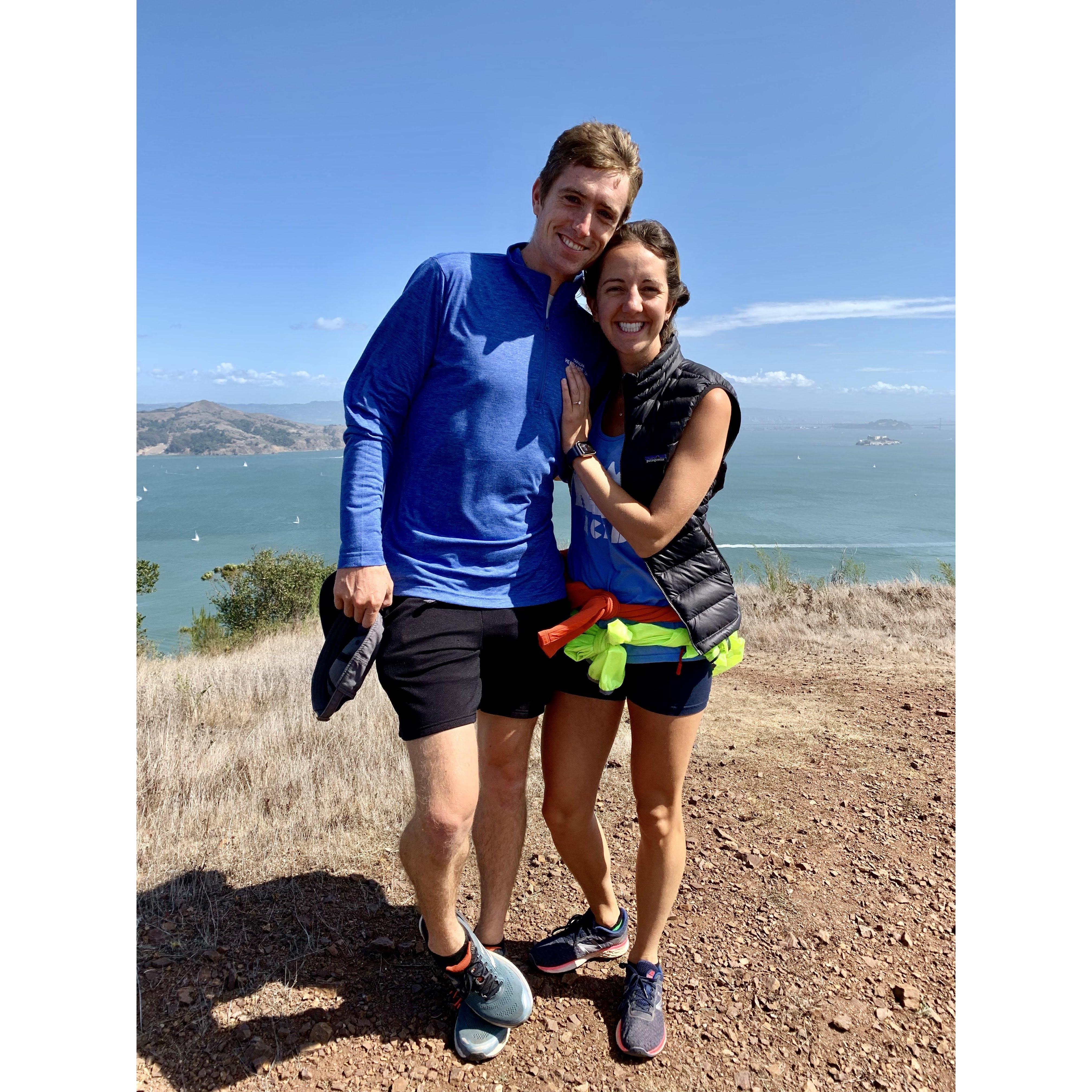1 week into engagement on a hike up engagement hill with our families