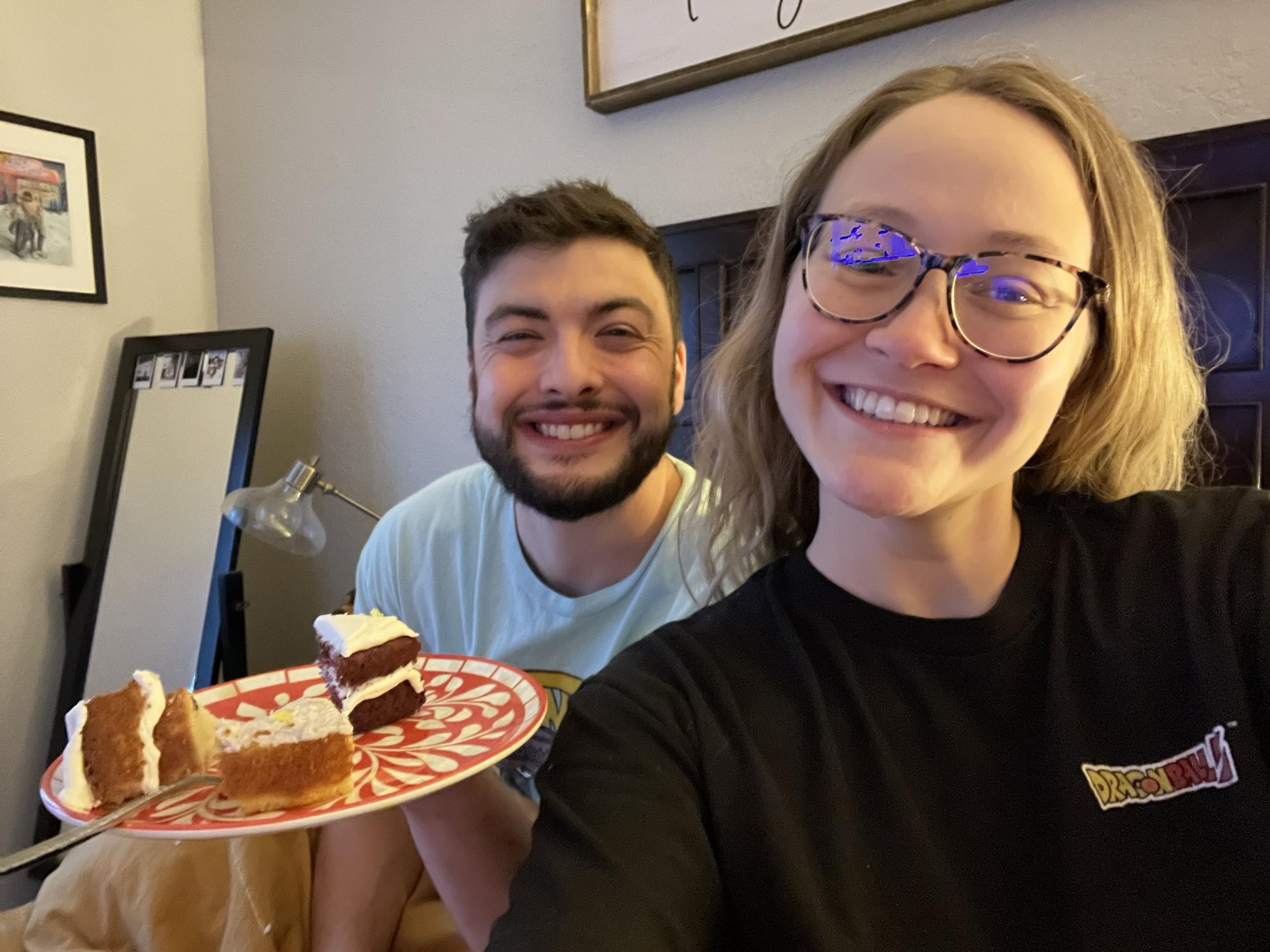 Our first time trying wedding cake samples!