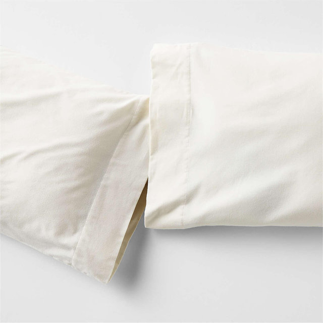 Organic Cotton Flannel Arctic Ivory King Pillowcases, Set of 2