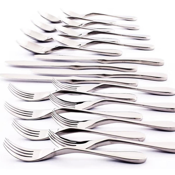 Knork Original Cutlery Utensils Flatware Set, 20 Piece, Gloss Silver