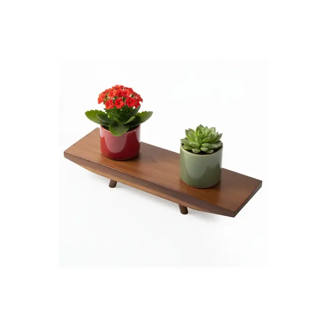 Garnen Kitchen Décor Tray, Acacia Wood Tray for Coffee Table Bathroom Vanity Countertop, Pedestal Stand Wood Riser Tray Farmhouse Soap Holder, Brown