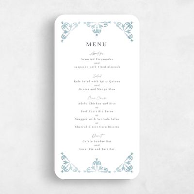 White Rounded Wedding Menu - Elio