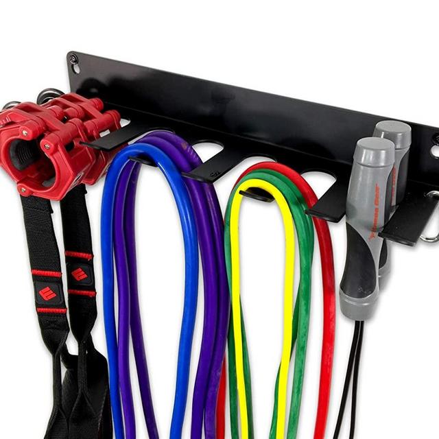 StoreYourBoard Home Gym Equipment Storage Rack, Wall Mount Hanging Organizer, Fitness Accessories Workout Bands Jump Ropes Yoga Foam Roller Belts, Solid Metal Exercise Gear Hooks