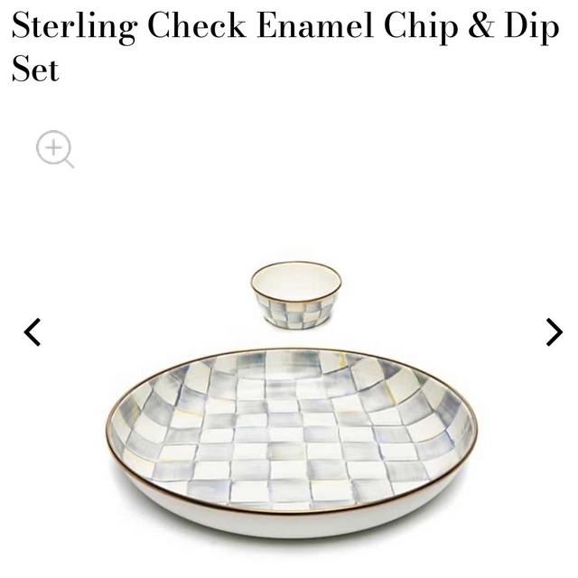MacKenzie Childs Sterling Check Chip & Dip Set