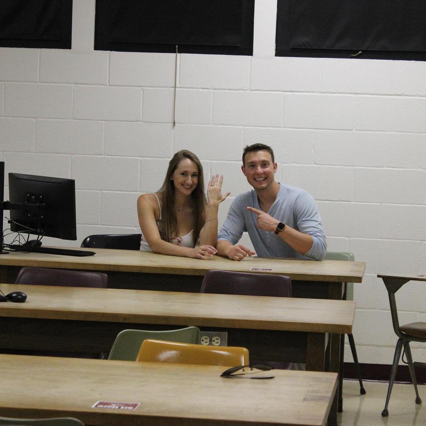 The exact desk where we first met! I was having a bad day and he said "you excited for this class?" and I said "no." Somehow he still wanted to talk to me afterwards.