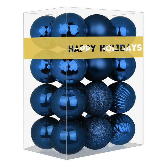 Navy Blue 2.5" Christmas Balls Christmas Tree Decoration Ornaments Shatterproof Hanging Balls for Birthday Halloween Holiday Wedding Decorations Set of 24pcs