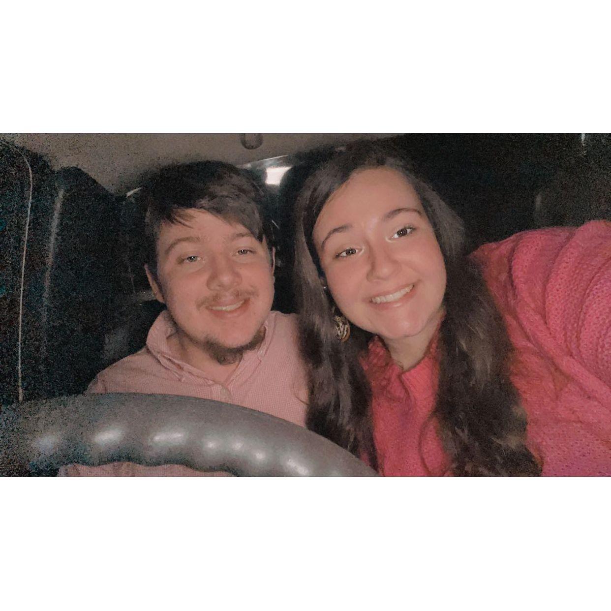 one of our first pictures in his new truck