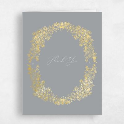 Pewter Gray, Grey Wedding Thank You - Sawyer Portrait Foil