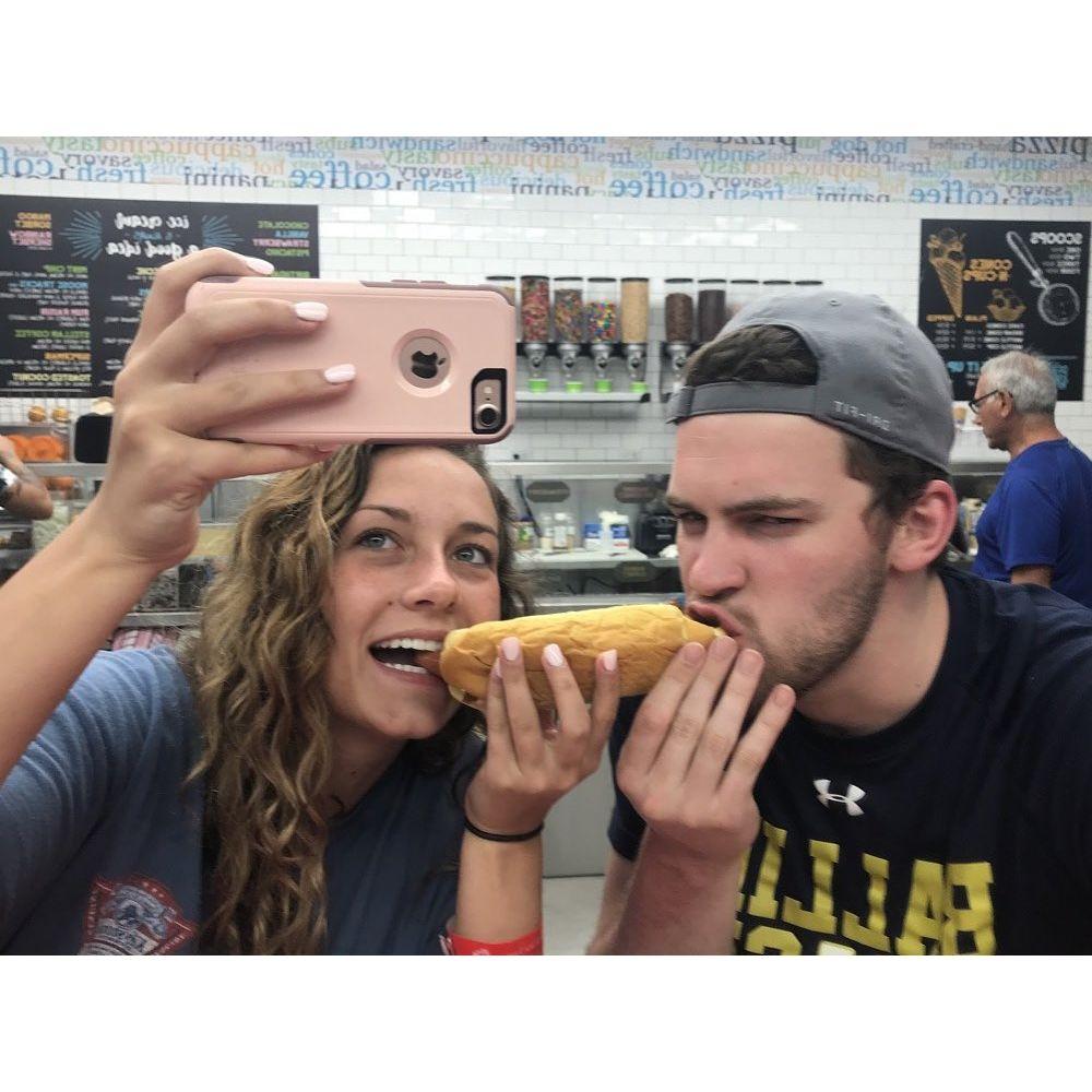sharing a hot dog on spring break