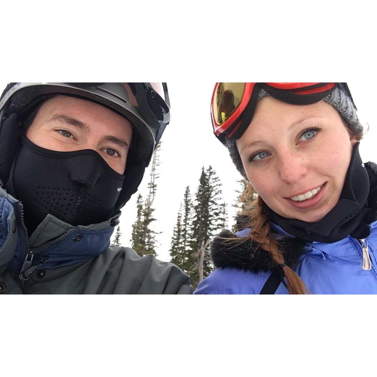 One of the many ski trips we've taken together. Joel is a slightly better skier than Janna, but makes up for it by falling more often.