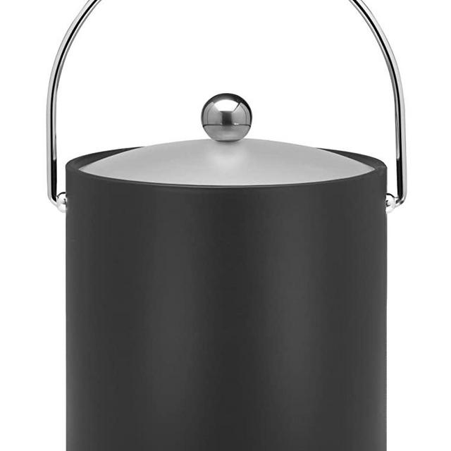 Kraftware Bartenders Choice Fun Colors Collection Ice Bucket 3-Quart, Black, Double Wall Construction, Keep Ice Perfectly Chilled, Hotel Ice Bucket, Guest Room Bar Area Ice Bucket, Bale Handle