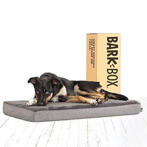 Barkbox Memory Foam Platform Dog Bed | 3" High-Density Foam Mattress for Orthopedic Joint Relief | Machine Washable Cuddler with Removable Cover and Water-Resistant Lining | Includes Squeaker Toy