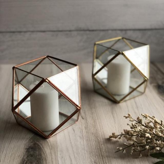 Glass Candle Holder | Gold Glass Terrarium | Rose Gold Terrarium | Wedding Centerpiece | Wedding Decor | Wedding Table Decor