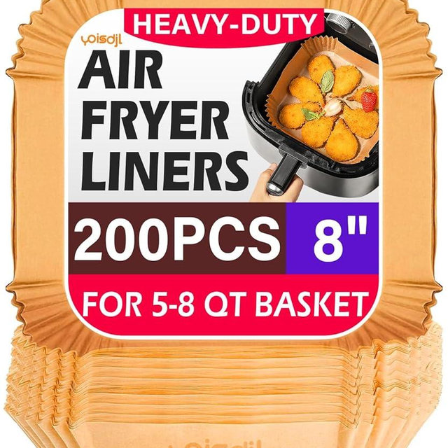 200pcs Air Fryer Liners Disposable, Air Fryer Liners, 8.7" Square Parchment Disposable Paper Liner for Air Fryer, Parchment Paper, Baking, Roasting and Microwave, Non-Stick liner Accessories