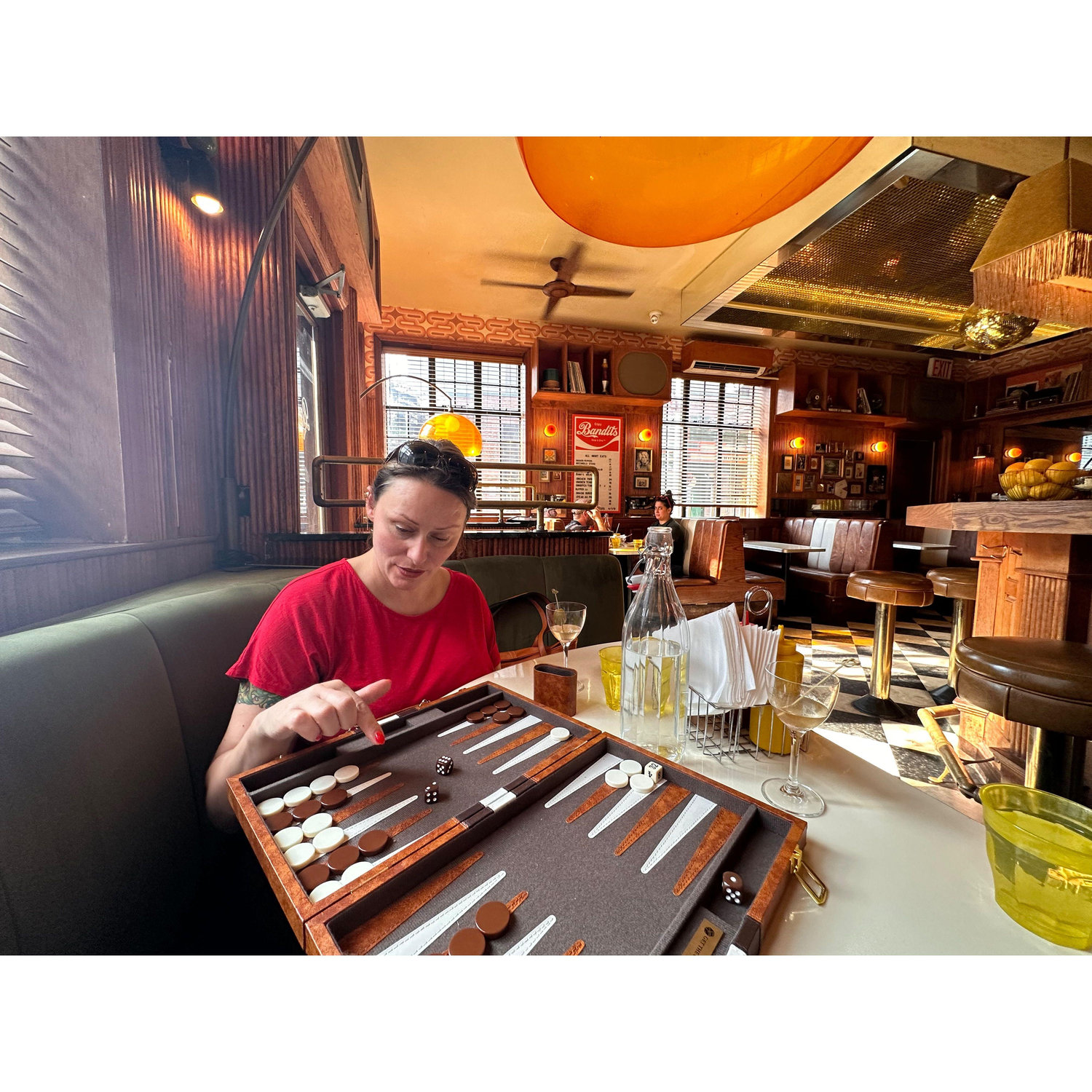 A spot of Backgammon in the West Village, New York.