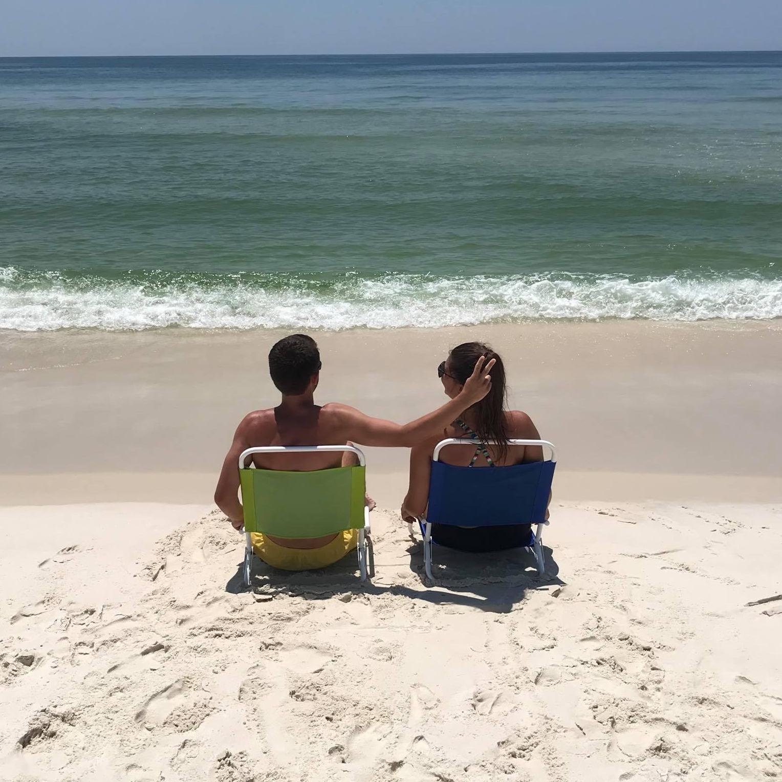 Doing what we do best: sitting on the beach and being goofy:)