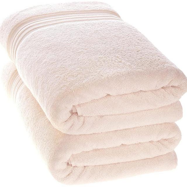 Hammam Linen Jumbo Large Bath Towels 2-Pack 35 x 70 Inches Soft and Absorbent, Premium Quality 100% Cotton Towels (Sea Salt, Bath Sheet)
