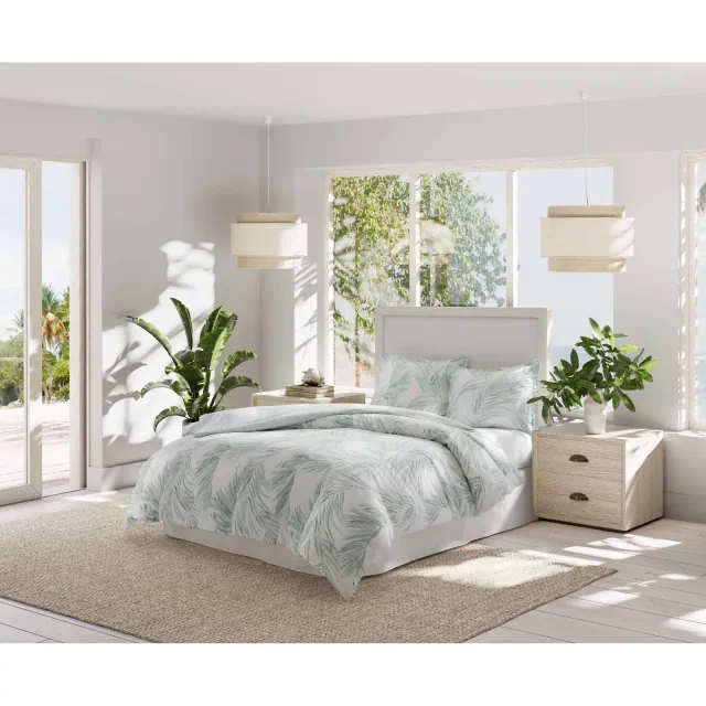 Tommy Bahama 3pc Full/Queen Canyon Palms Duvet Cover Bedding Set Green: Coastal Style, Cotton Weave, OEKO-TEX Certified