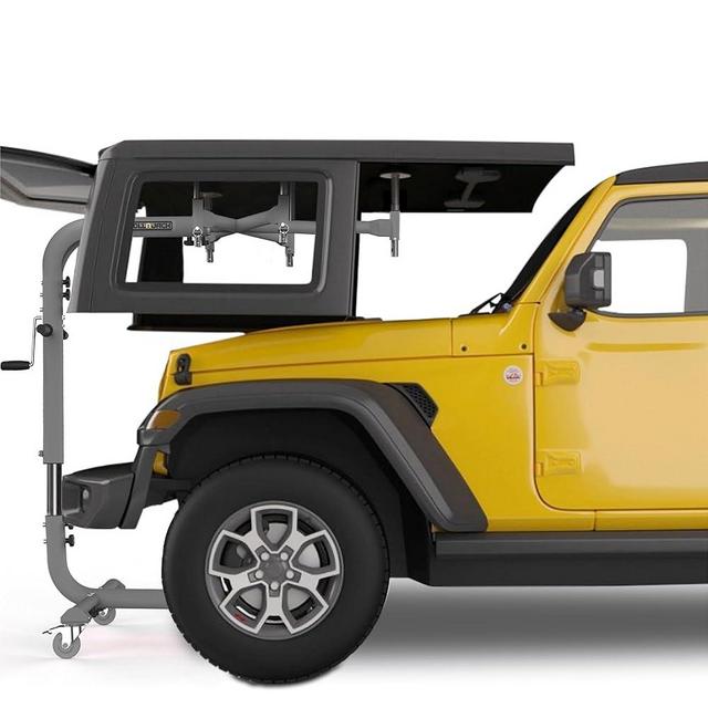 Hard Top Remover Lift for Jeep Wranglers: 2007-to-Present JK/JKU/JL/JLU + CJ, 2&4 Door + Lifted Jeeps. Quick & Easy Assembly. One Person System. Hardtop Removal/Installation in Minutes. Patented