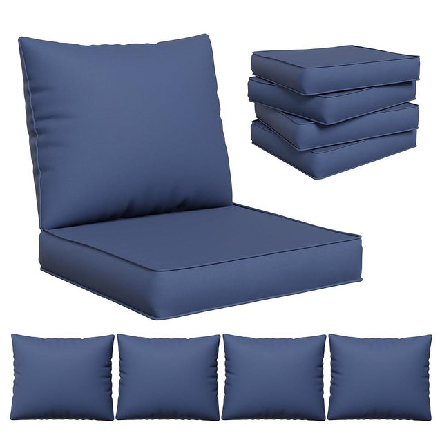 UDPATIO Outdoor Chair Cushions Set of 4 for Patio Furniture, Replacement Cushions for Outdoor Furniture, Deep Seat Couch Cushion Set with Water-Resistant Removable Cover (Navy)