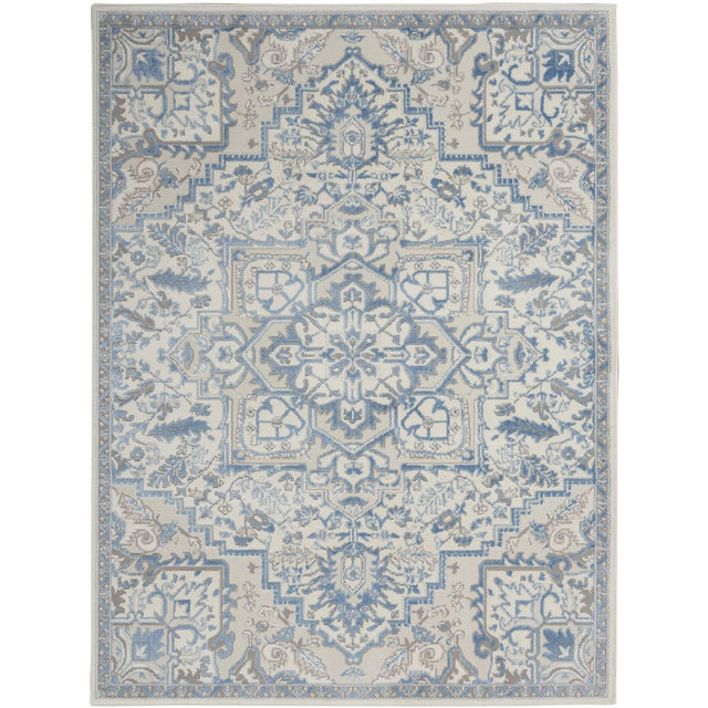 Nourison Elation Bohemian Medallion Indoor Rug Ivory Blue 7'10" x 9'10"