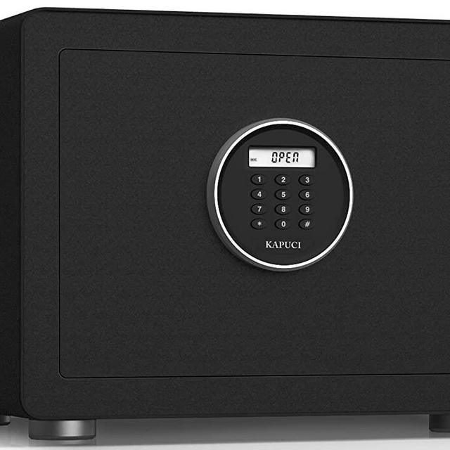 KAPUCI Modern Minimalism Design Auto-Open Safe, 1.28 Cubic Feet Digital Safe Box with Full Felt Lining, High Capacity for 4 Pistols, Safety Steel Household Wardrobe,Bedroom for Home,Office,Hotel, Handgun, Jewelry