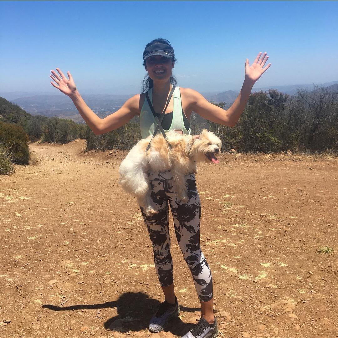 An efficient way to hike with the dog.