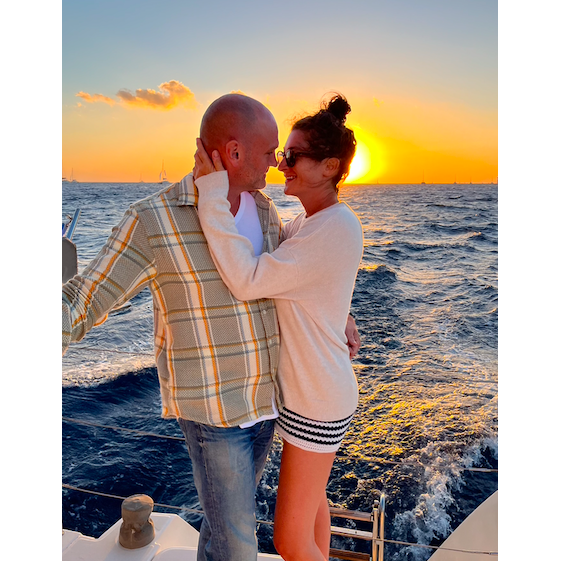 Enjoying the sunset in Santorini with our favorite photographer, Nabeel.