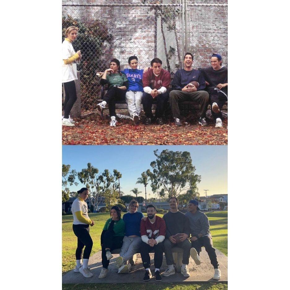 The "Friends" photo that Carlie first responded to on Brennan's Hinge profile