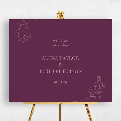 Plum, Purple Wedding Sign - Maywood Landscape