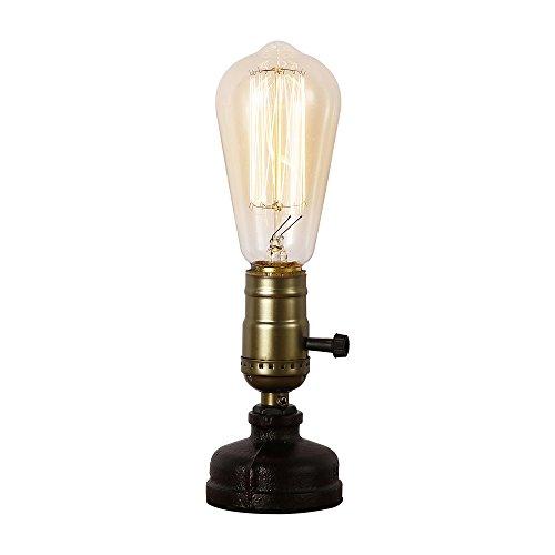 IJ INJUICY Retro Loft Rustic Vintage Industrial Steampunk Wrought Iron Edison Bulb Table Lights E27 Led Water Pipe Desk Lamps Bedside Living Room Bedroom Home Decor