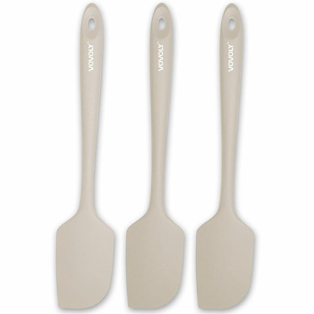 3 Pack Large Silicone Spatula for Kitchen,600°F Heat resistant Rubber Spatulas for Baking,Cooking, Scraping,and Mixing,Non Stick Kitchen Utensils, BPA Free, 11.2 IN, Khaki