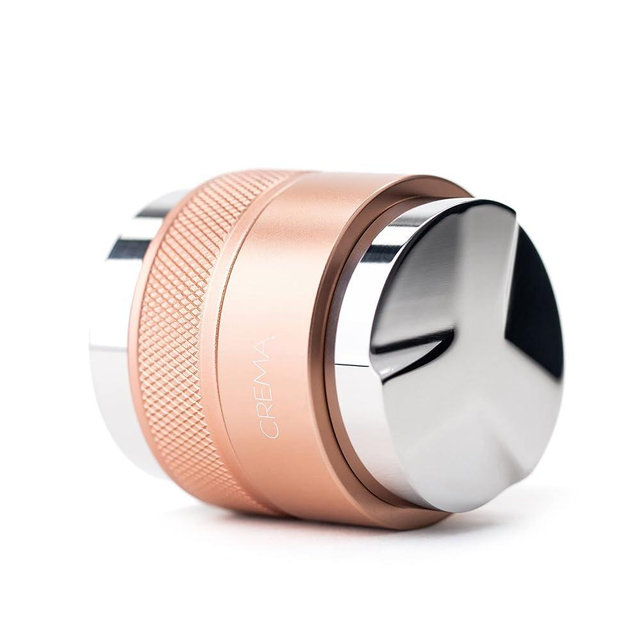 CREMA Coffee Products - 45.5mm Coffee Distributor/Leveler & Hand Tamper - V2 - Fits Flair Pro and Pro 2, 46mm Portafilter - Double Sided, Adjustable Depth - Beautiful Espresso Hand Tampers, Rose Gold