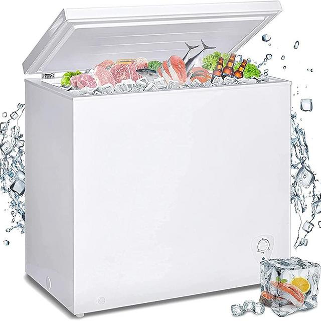 Techomey Chest Freezer 5 CU. FT, Deep Freezer, Top Open Door with Adjustable Thermostat Control&Removable Wire Basket, White