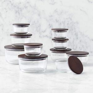 Crate & Barrel 20-Piece Round Glass Food Storage Set with Bamboo Lids + Reviews | Crate & Barrel